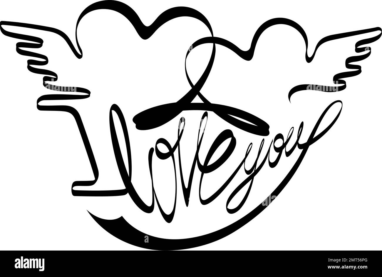„Love Pair Hearts“-Schriftzug Mit Vektorband Stock Vektor
