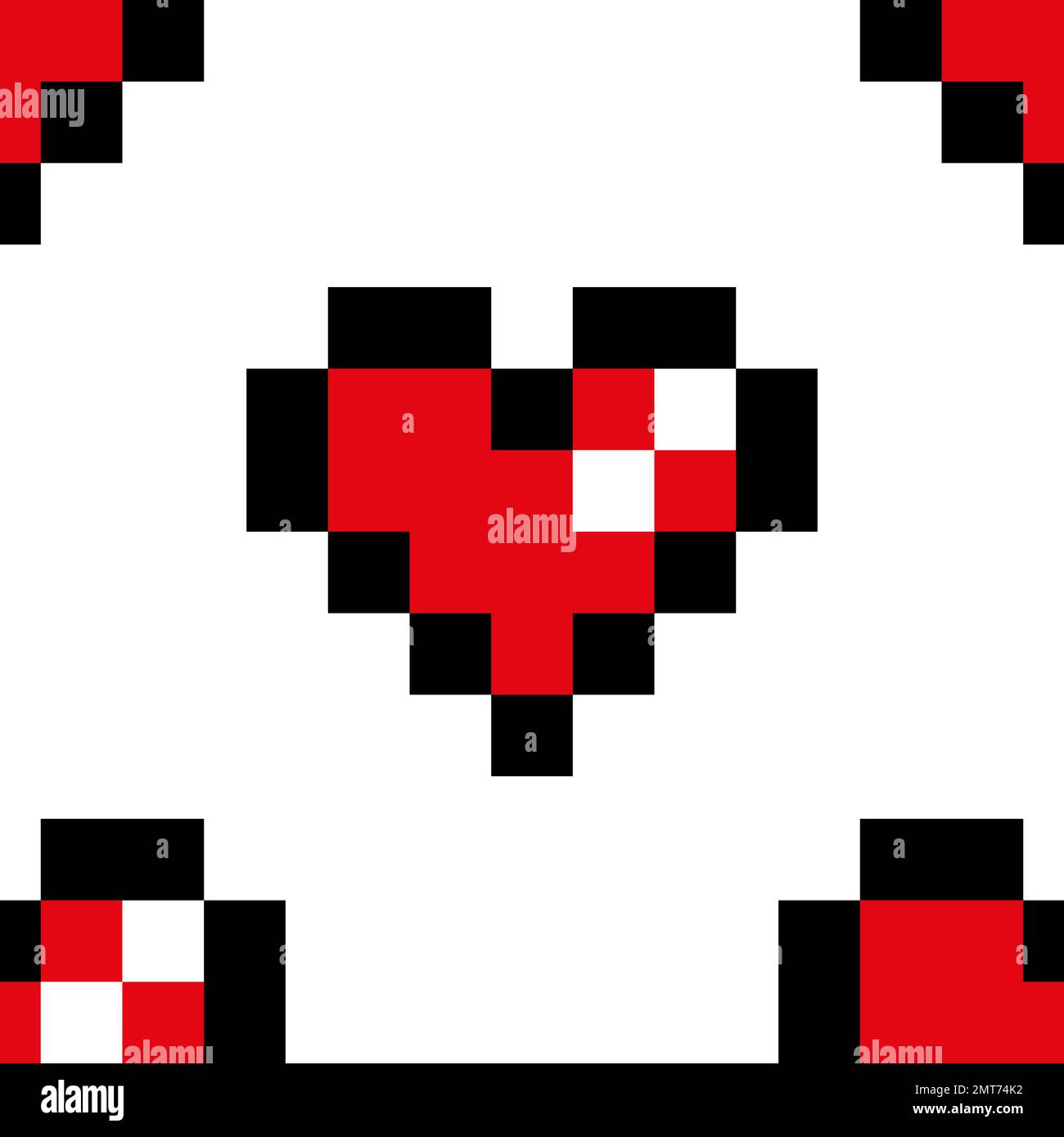 Pixel Heart nahtloser Musterhintergrund Stock Vektor