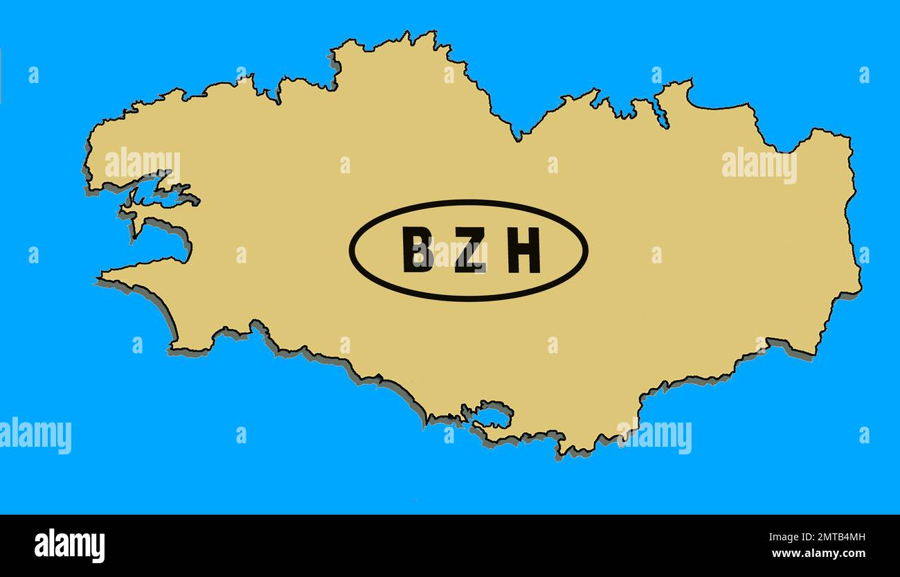 Regionale Karte und Abkürzung der Bretagne Stockfoto