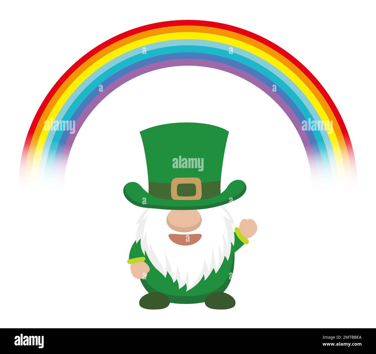 Vector St. Patricks Day-Symbol-Illustration mit einem Leprechaun und Einem Regenbogen isoliert auf weißem Hintergrund. Stock Vektor