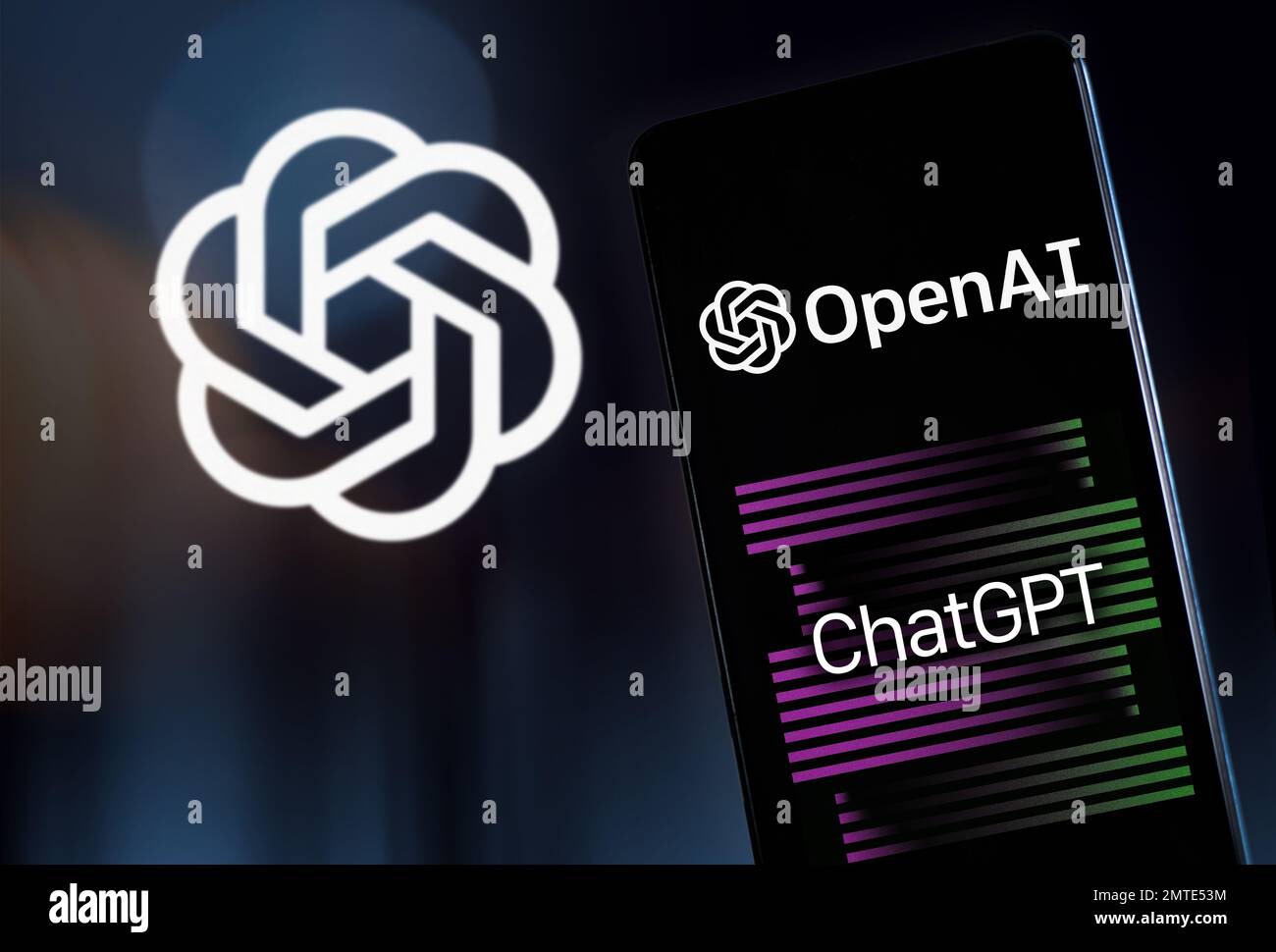 OpenAI-Logo auf dem Smartphone-Display. ChatGPT, Technik der Künstlichen Intelligenz. Mailand Italien Februar 2023 Stockfoto