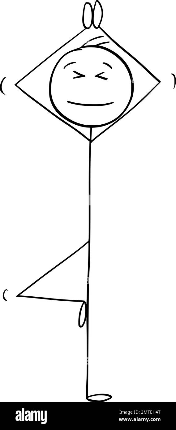 Person in Yoga-Pose, Vektor-Cartoon-Stäbchen-Abbildung Stock Vektor