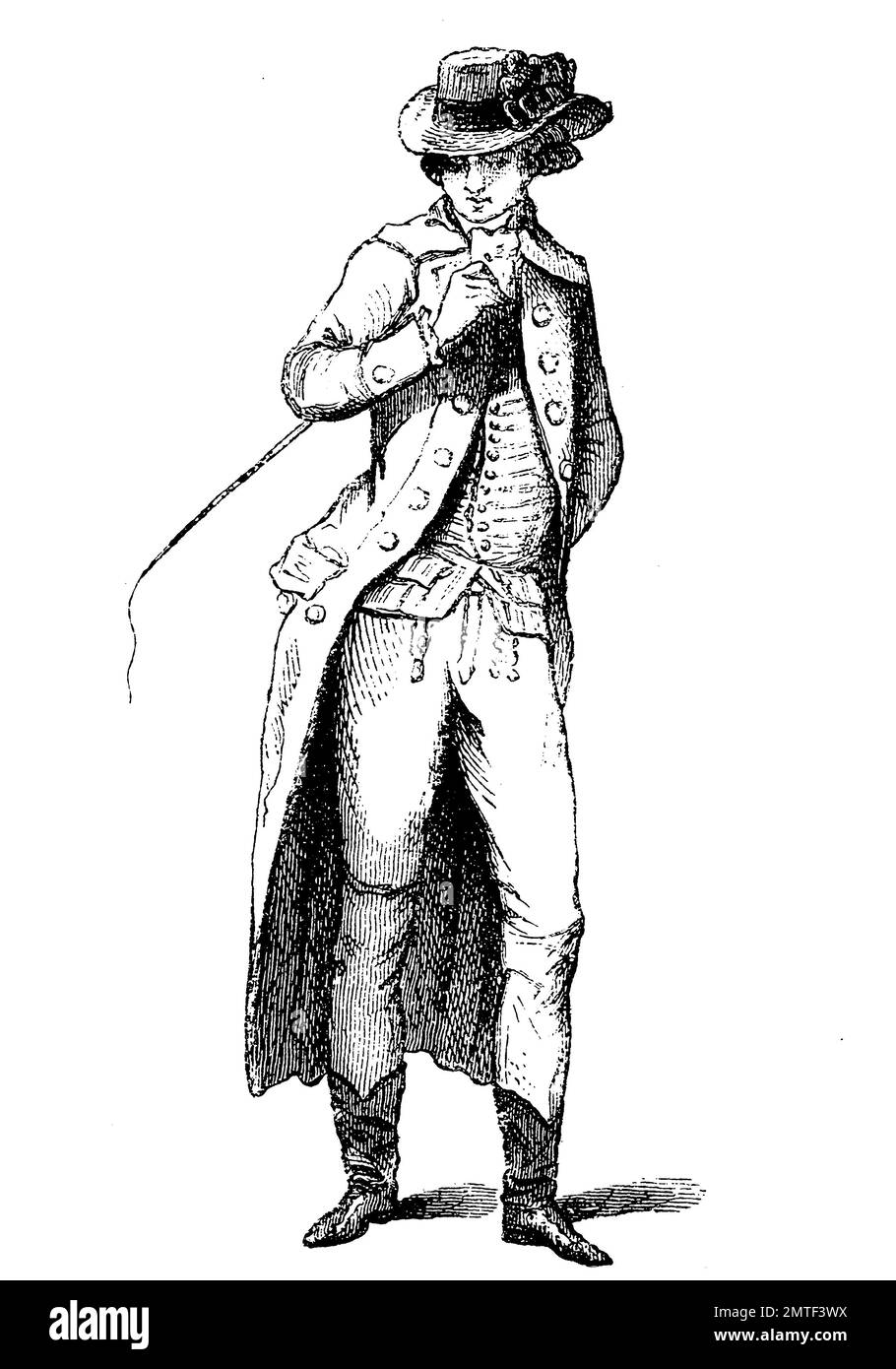 Reiten Kostüm im Jahr 1786, mit Cutaway, Frankreich, Geschichte der Mode, Kostüm-Geschichte Stockfoto