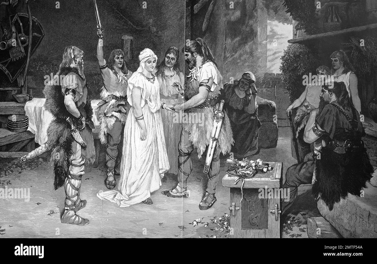 Hochzeit in alten germanischen Zeiten Stockfoto