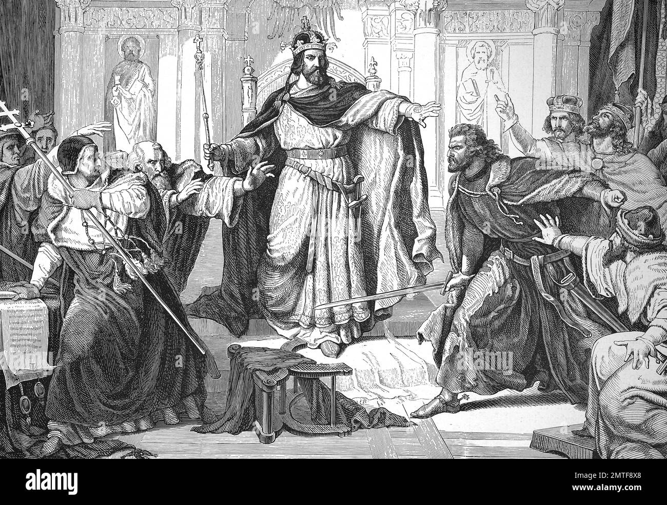 Otto I., genannt den Rotschopf war Herzog von Bayern von 1180 bis zu seinem Tod mit dem päpstlichen Legaten Stockfoto