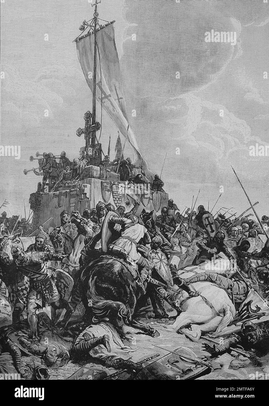 Die Schlacht von Legnano wurde am 29 Mai 1176 zwischen den Kräften des Heiligen Römischen Reiches, unter der Leitung von Kaiser Frederick Barbarossa und der Lega gekämpft. Stockfoto