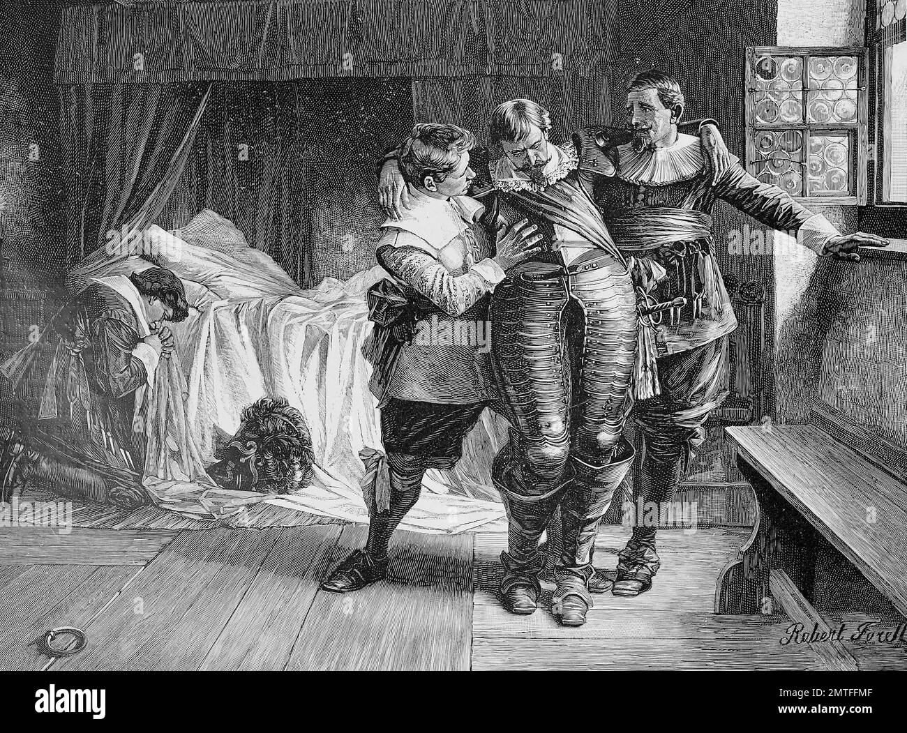 Ernst Graf von Mansfeld, 1580-29 November 1626, war ein deutsche militärischer Befehlshaber während der frühen Jahre des Dreißigjährigen Krieges, hier seinen Tod, historische Abbildung Stockfoto