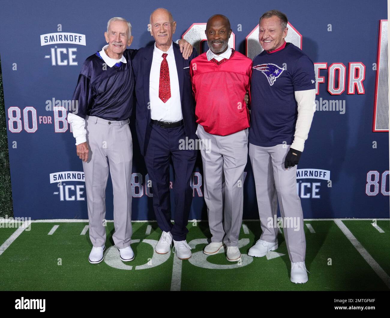 Los Angeles, USA. 31. Januar 2023. (L-R) Bill Lyons, Robert Reeves, Jessay Martin und Michael 'Mick' Peterson auf der 80 FÜR BRADY Los Angeles Premiere, die am Dienstag, den 31. Januar 2023, im Regency Village Theater in Westwood, Kalifornien, stattfindet. (Foto: Sthanlee B. Mirador/Sipa USA) Guthaben: SIPA USA/Alamy Live News Stockfoto