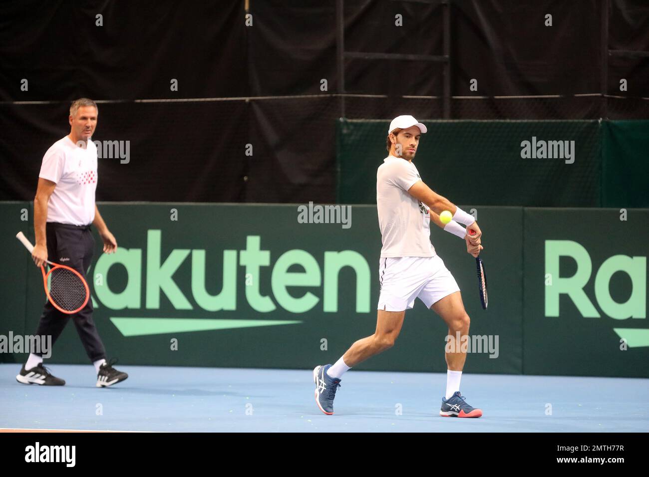 Training der kroatischen Tennisspielerin Borna Coric im Zamet-Sportzentrum vor dem Spiel zwischen Kroatien und Österreich in Rijeka, Kroatien am 1. Februar 2023. Foto: Goran Kovacic/PIXSELL Stockfoto