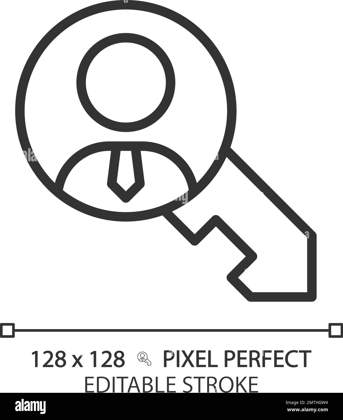 Pixel für Schlüsselperson perfektes lineares Symbol Stock Vektor
