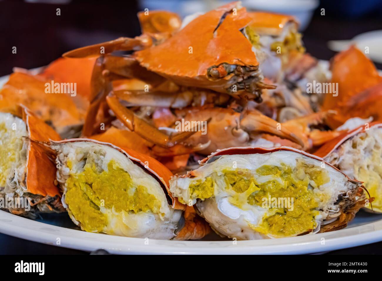 Nahaufnahme von gedämpftem Reis mit vielen braunen Fleischsorten in Taipei, Taiwan Stockfoto