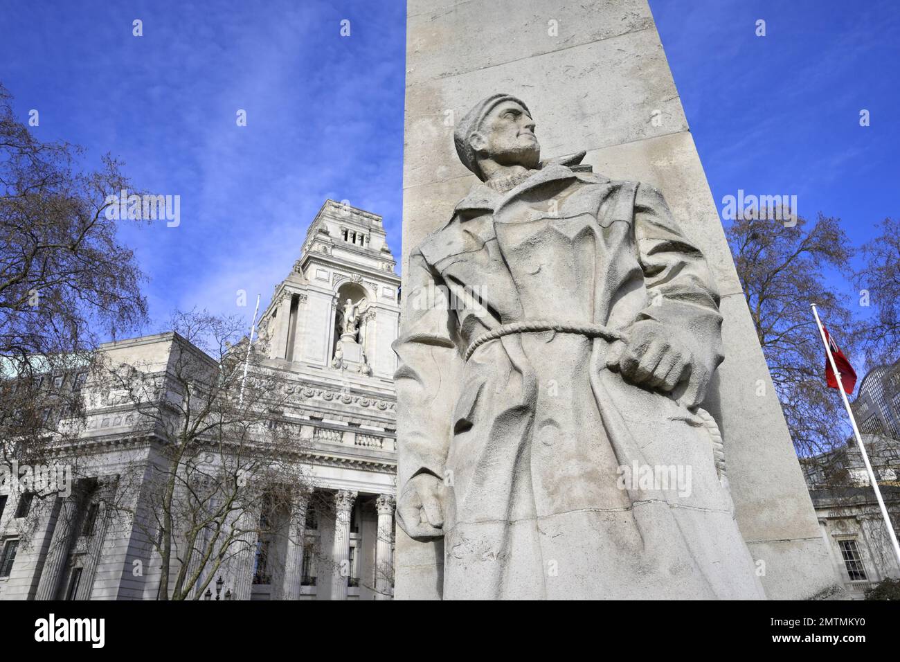 London, England, Großbritannien. Mercantile Marine Memorial, Trinity Square Gardens, Tower Hill EC3. Zum Gedenken an die Seeleute, die in der Ersten Welt starben Stockfoto