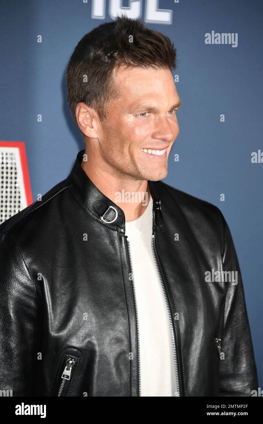 LOS ANGELES, CA - 31. JANUAR: Tom Brady nimmt am Regency Village Theatre am an der Premiere von Paramount Pictures' „80 for Brady“ Teil Stockfoto