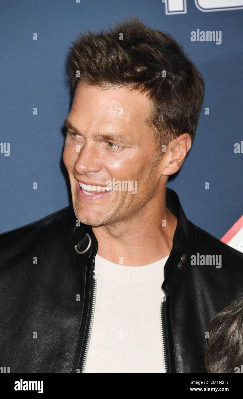 LOS ANGELES, CA - 31. JANUAR: Tom Brady nimmt am Regency Village Theatre am an der Premiere von Paramount Pictures' „80 for Brady“ Teil Stockfoto