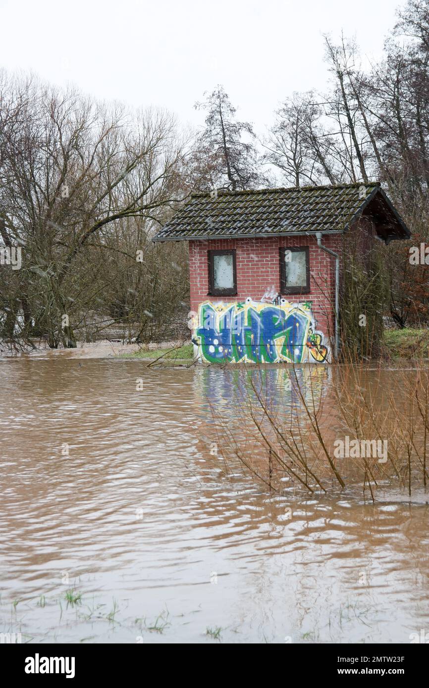 Hochwasser in deutschland hessen Stockfoto