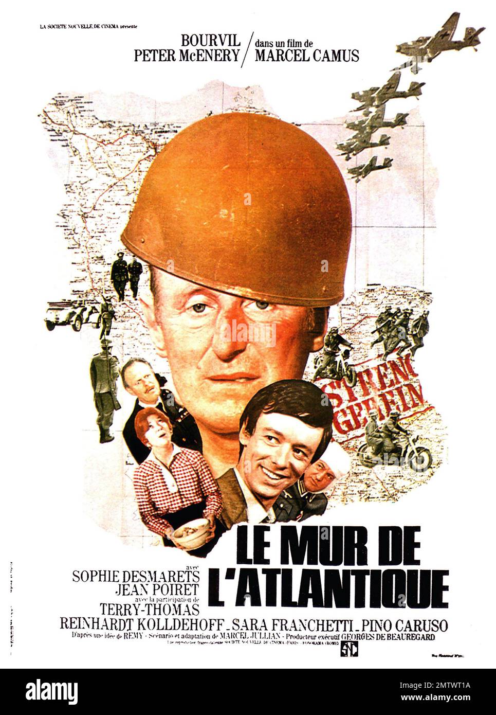 Le Mur de l'Atlantique Atlantic Wall Jahr 1970 Frankreich Regisseur: Marcel Camus Bourvil französisches Poster Stockfoto