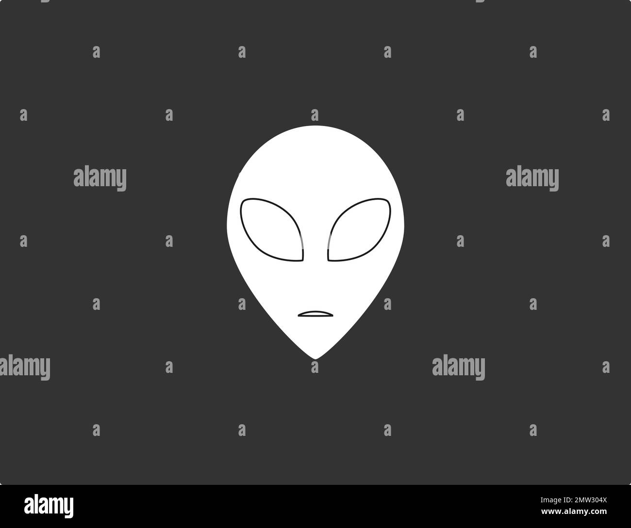 Alien-Kopf, Zeichen-Symbol. Vektorgrafik. Stock Vektor