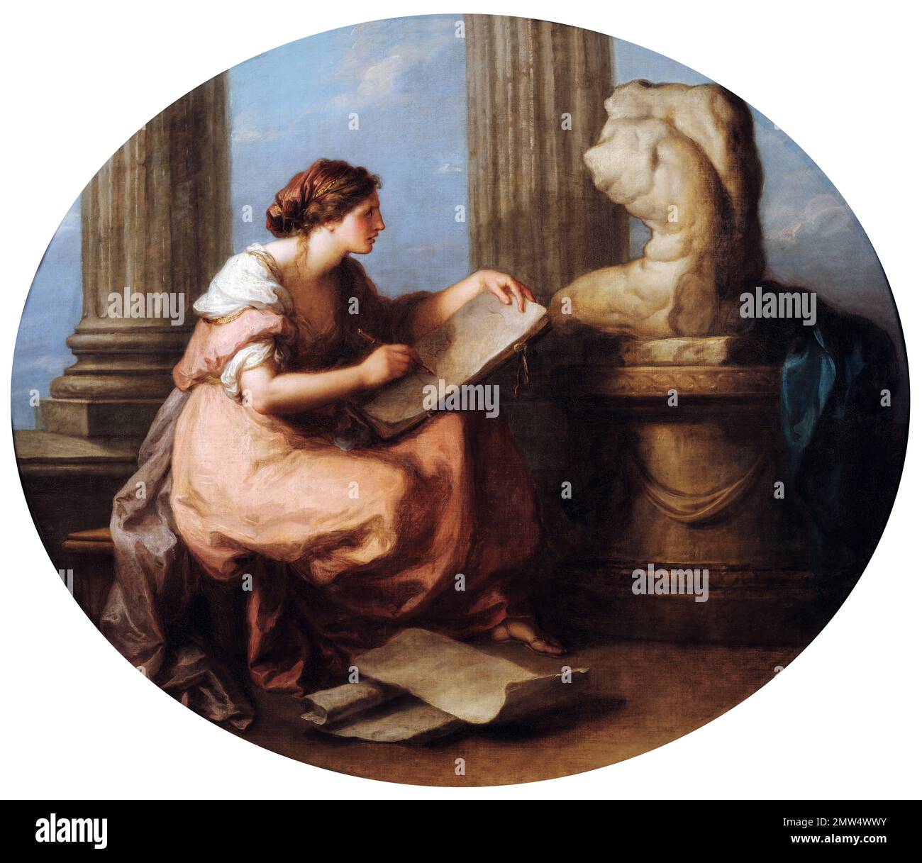 Angelica Kauffman. Malerei mit dem Titel "Design" der Schweizer Malerin Angelica Kauffmann (1741-1807), Öl auf Leinwand, 1778/80 Stockfoto