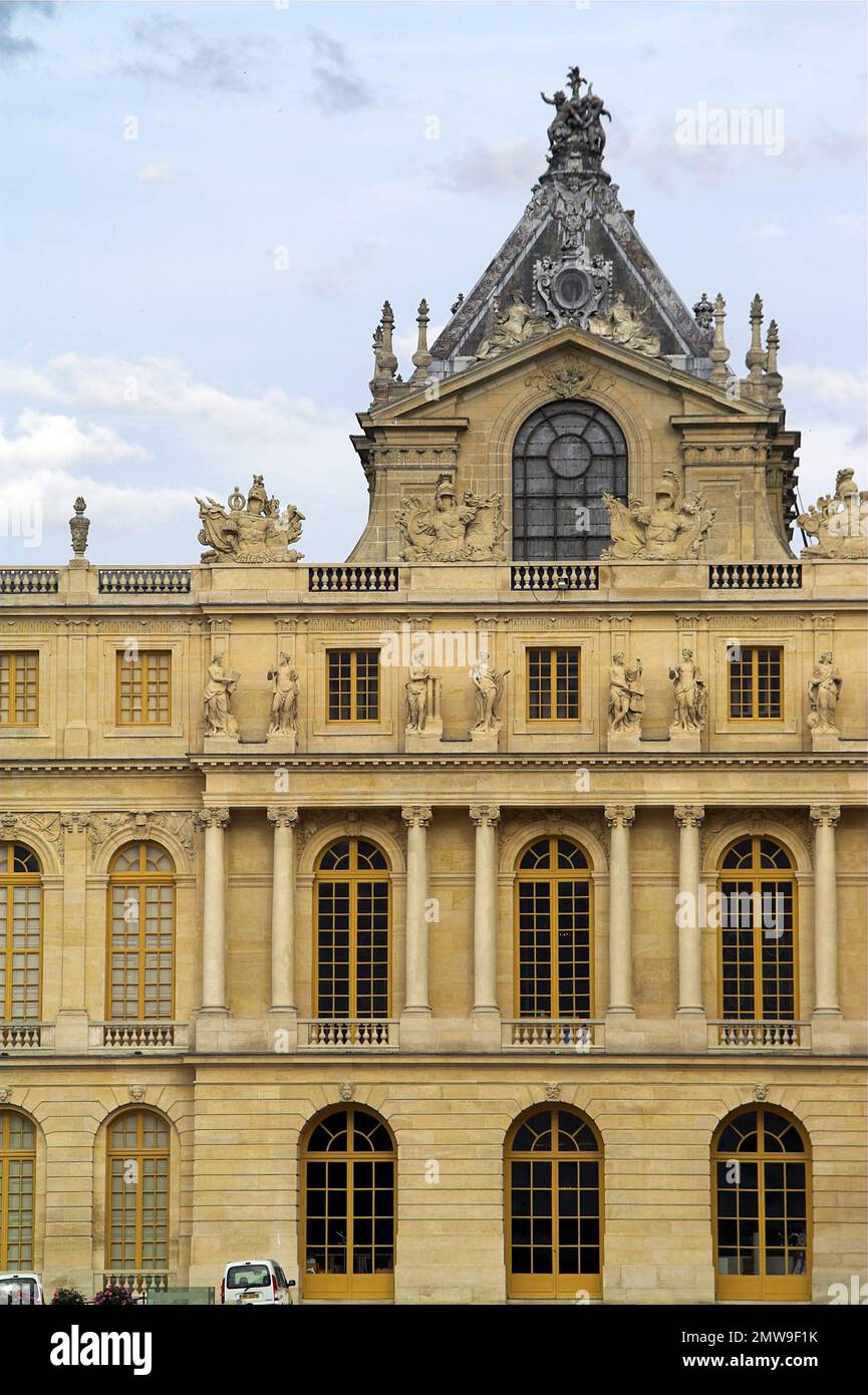 Wersal, Versailles, Francja, Frankreich, Die Fassade des Schlosses von der Gartenseite; die Fassade des Schlosses von der Gartenseite; Stockfoto