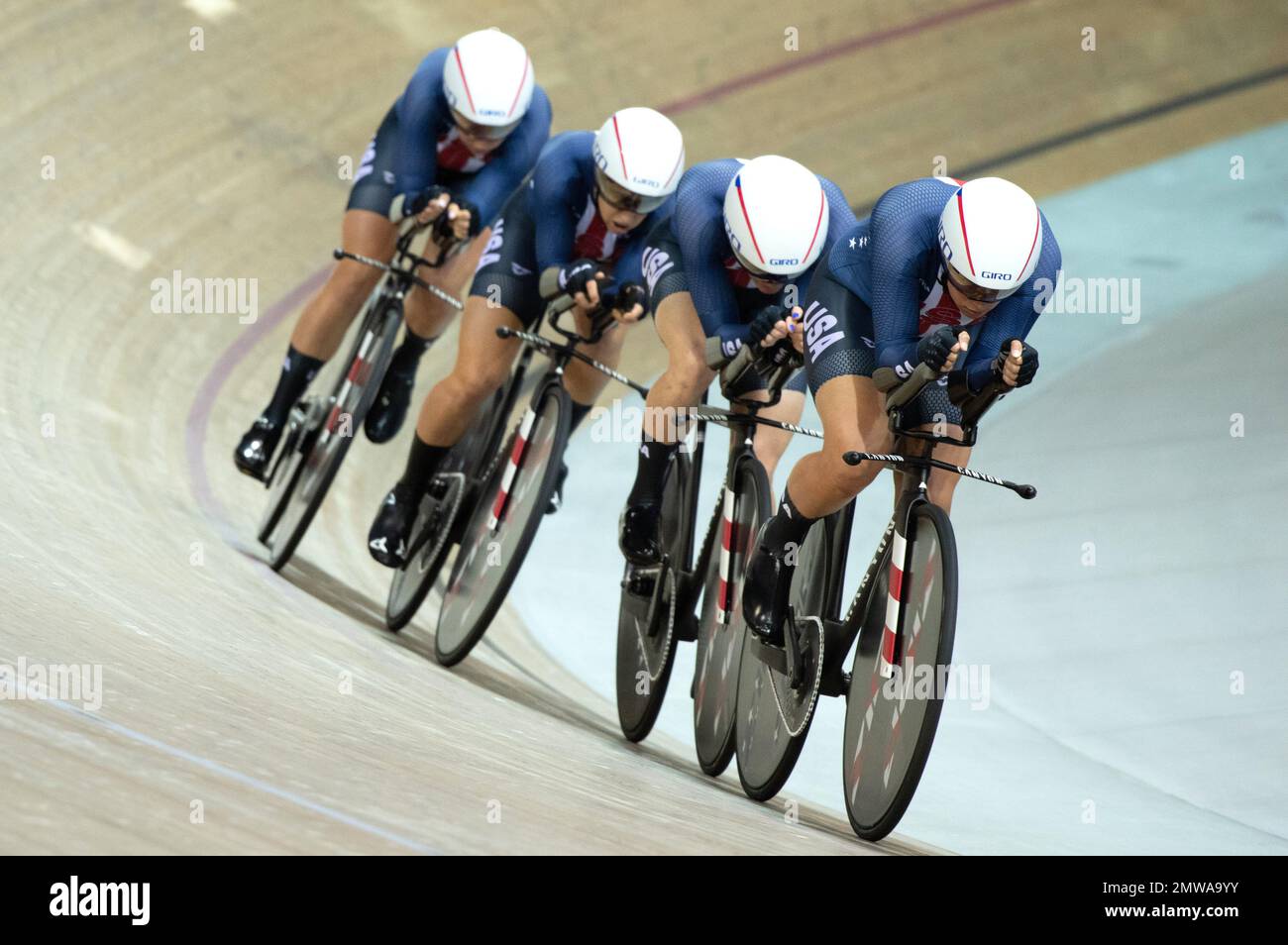 VERFOLGUNGSJAGD DER US-Frauenmannschaft während der UCI-Leichtathletik-Weltmeisterschaft 2022. Stockfoto