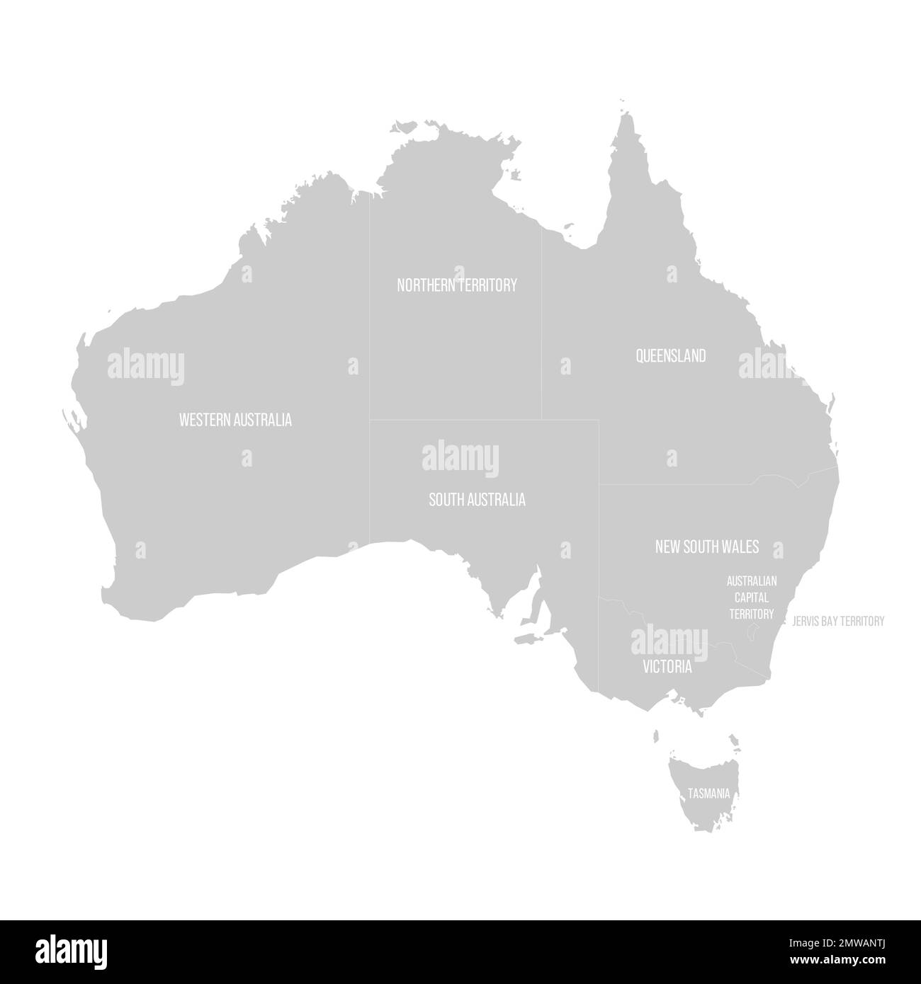 Australische politische Karte der Verwaltungsabteilungen Stock Vektor