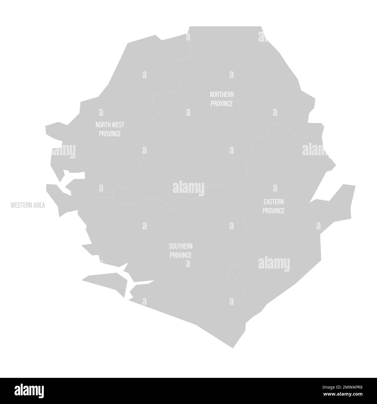 Politische Karte der Verwaltungsabteilungen in Sierra Leone Stock Vektor