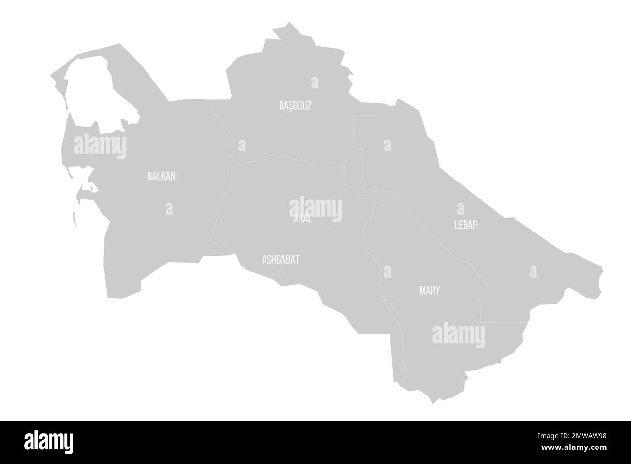Politische Karte der Verwaltungseinheiten Turkmenistans Stock Vektor