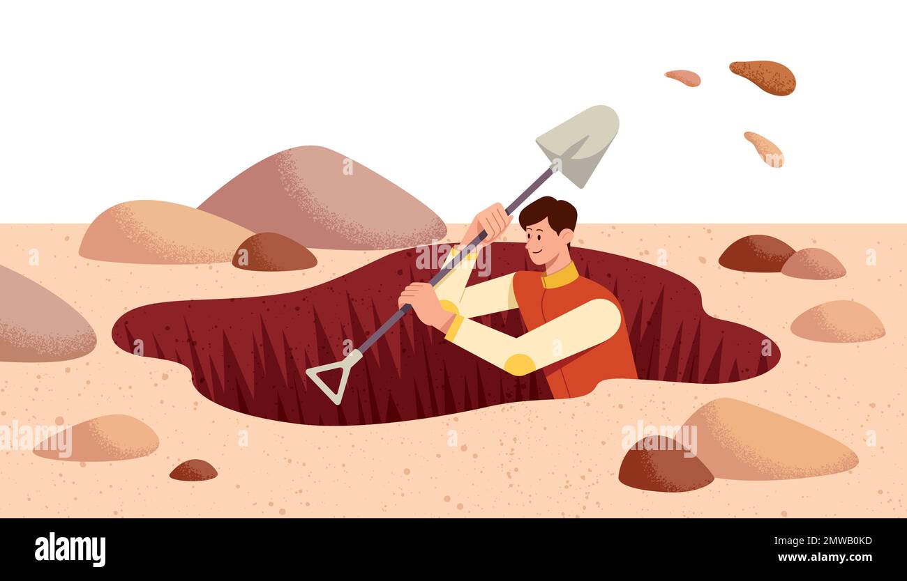Mann Gräbt Loch Stock Vektor