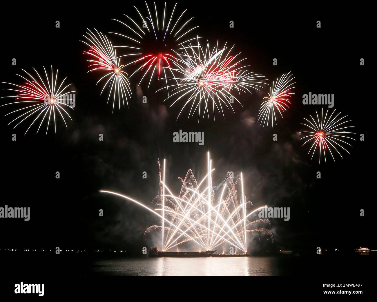 A fireworks display from Canada's Garden City fireworks company lights