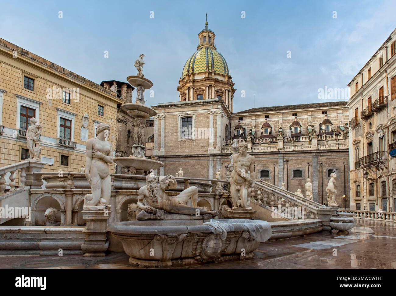 Praetorian Brunnen, Piazza Pretoria, Palermo, Sizilien, Italien Stockfoto