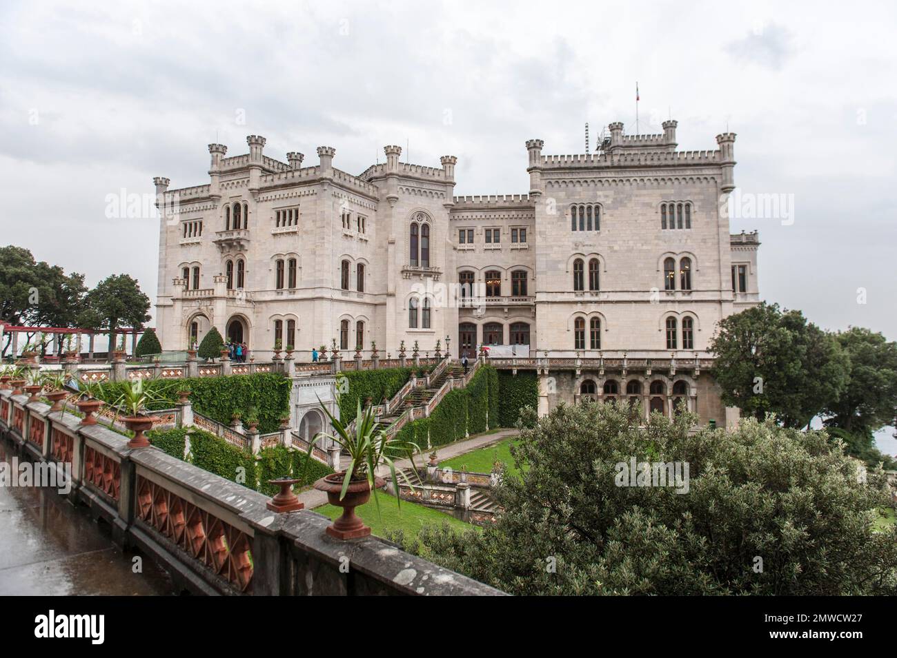 Schloss Miramare, Miramar, Castello di Miramare, Sommerresidenz der Habsburger, Triest, Grignano-Bucht, Adria, Friaul-Julisch Venetien Stockfoto