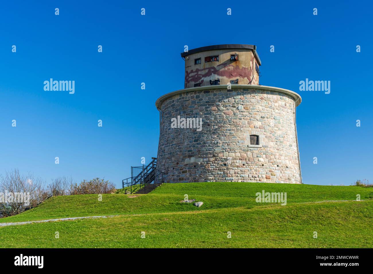 Der historische Martello Tower in St. John, New Brunswick, Kanada. Stockfoto