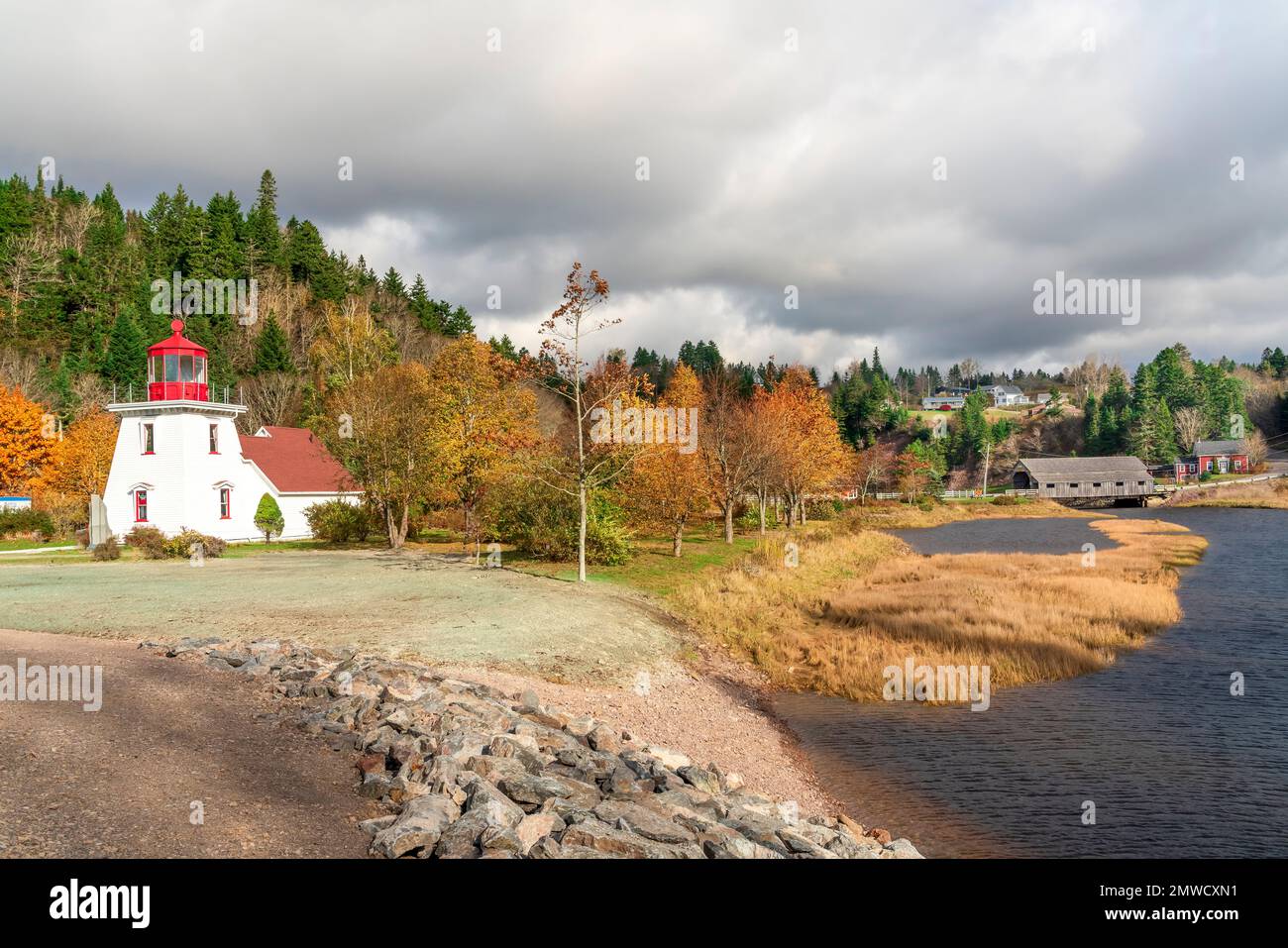 Das Dorf St. Martins, New Brunswick, Kanada. Stockfoto