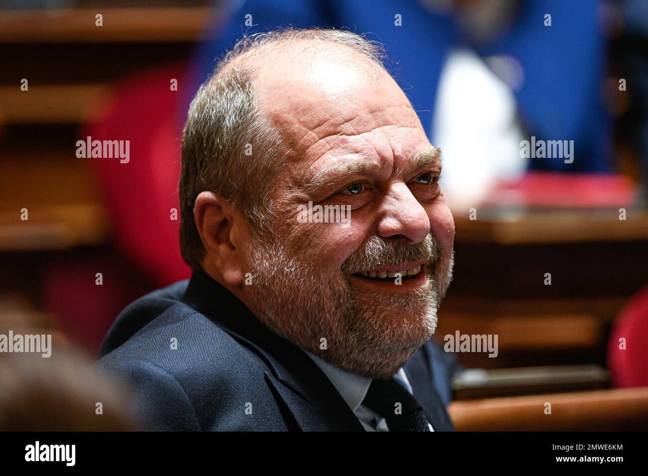 Paris, Frankreich, am 1. Februar 2023. Eric Dupond Moretti, französischer Justizminister, anlässlich einer Fragestunde an die Regierung im französischen Senat (Palais du Luxembourg) am 1. Februar 2023 in Paris, Frankreich. Foto: Victor Joly/ABACAPRESS.COM Stockfoto