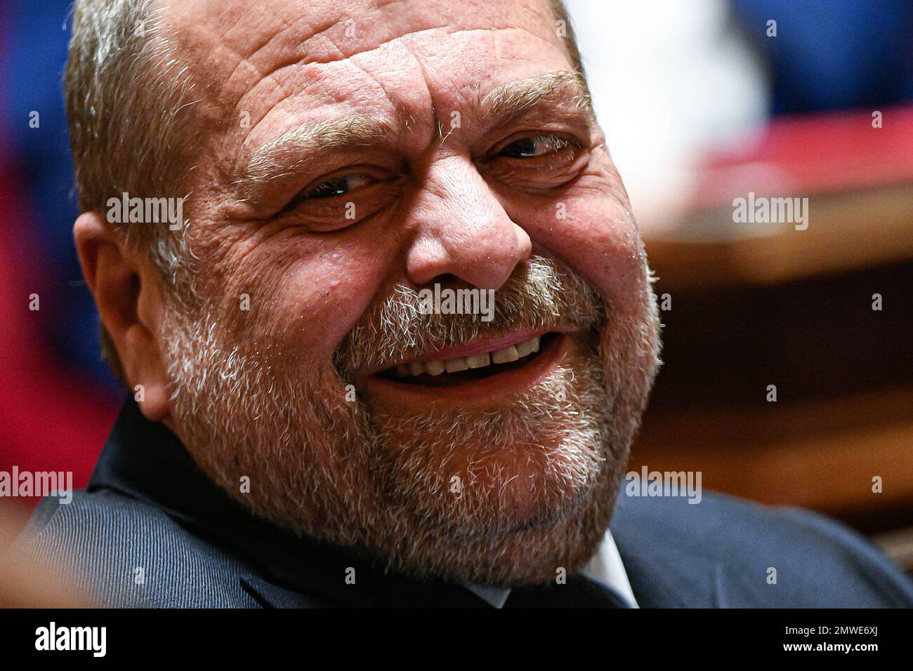 Paris, Frankreich, am 1. Februar 2023. Eric Dupond Moretti, französischer Justizminister, anlässlich einer Fragestunde an die Regierung im französischen Senat (Palais du Luxembourg) am 1. Februar 2023 in Paris, Frankreich. Foto: Victor Joly/ABACAPRESS.COM Stockfoto
