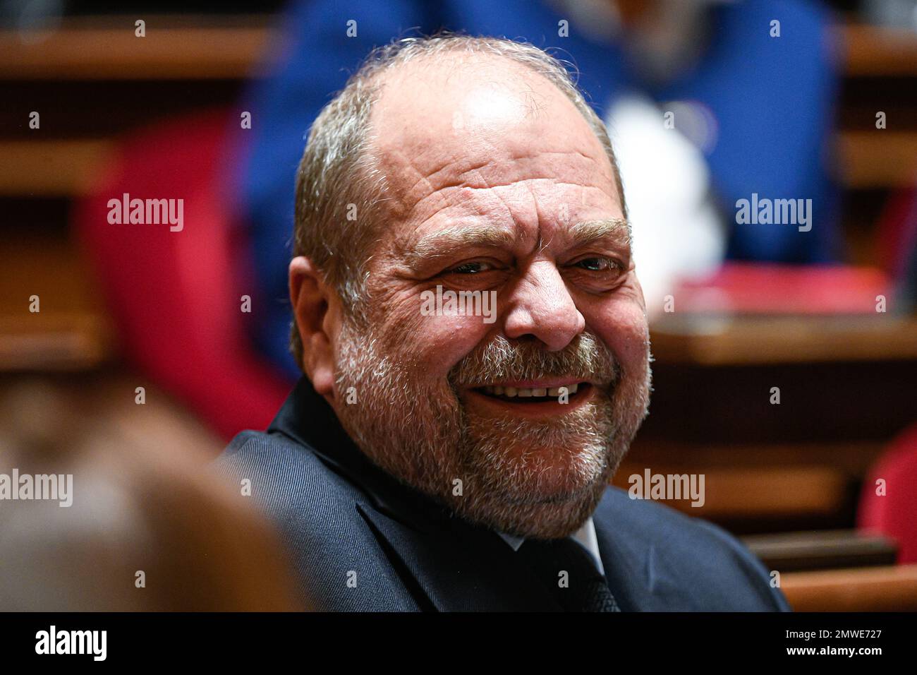 Paris, Frankreich, am 1. Februar 2023. Eric Dupond Moretti, französischer Justizminister, anlässlich einer Fragestunde an die Regierung im französischen Senat (Palais du Luxembourg) am 1. Februar 2023 in Paris, Frankreich. Foto: Victor Joly/ABACAPRESS.COM Stockfoto