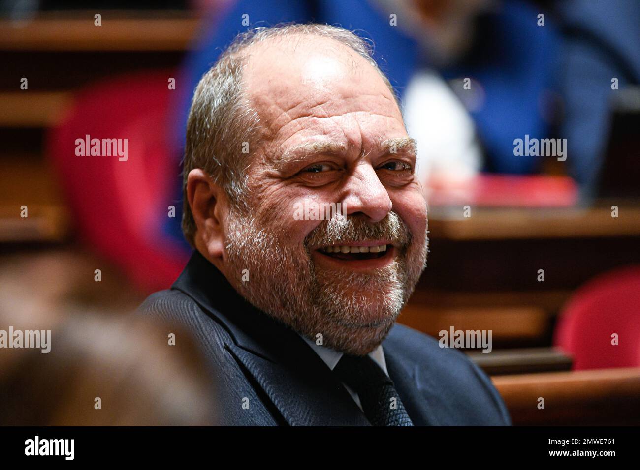 Paris, Frankreich, am 1. Februar 2023. Eric Dupond Moretti, französischer Justizminister, anlässlich einer Fragestunde an die Regierung im französischen Senat (Palais du Luxembourg) am 1. Februar 2023 in Paris, Frankreich. Foto: Victor Joly/ABACAPRESS.COM Stockfoto