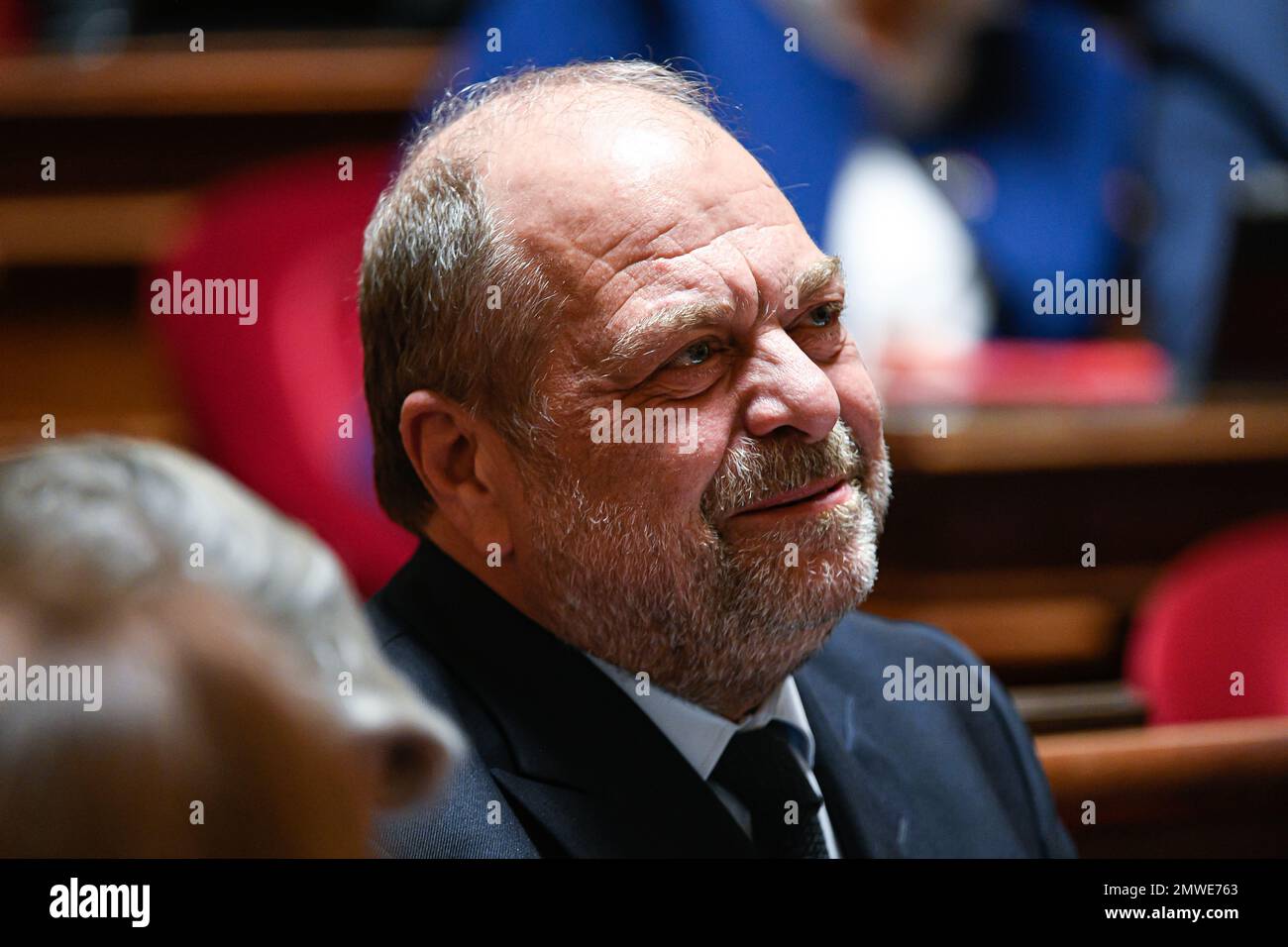 Paris, Frankreich, am 1. Februar 2023. Eric Dupond Moretti, französischer Justizminister, anlässlich einer Fragestunde an die Regierung im französischen Senat (Palais du Luxembourg) am 1. Februar 2023 in Paris, Frankreich. Foto: Victor Joly/ABACAPRESS.COM Stockfoto