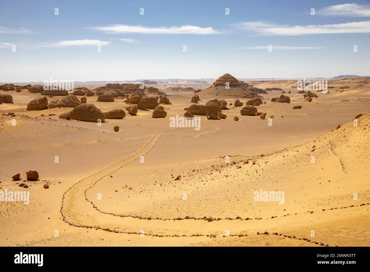 Wadi Al-Hitan (Whale Valley) Trail, in der westlichen Wüste Ägyptens Stockfoto