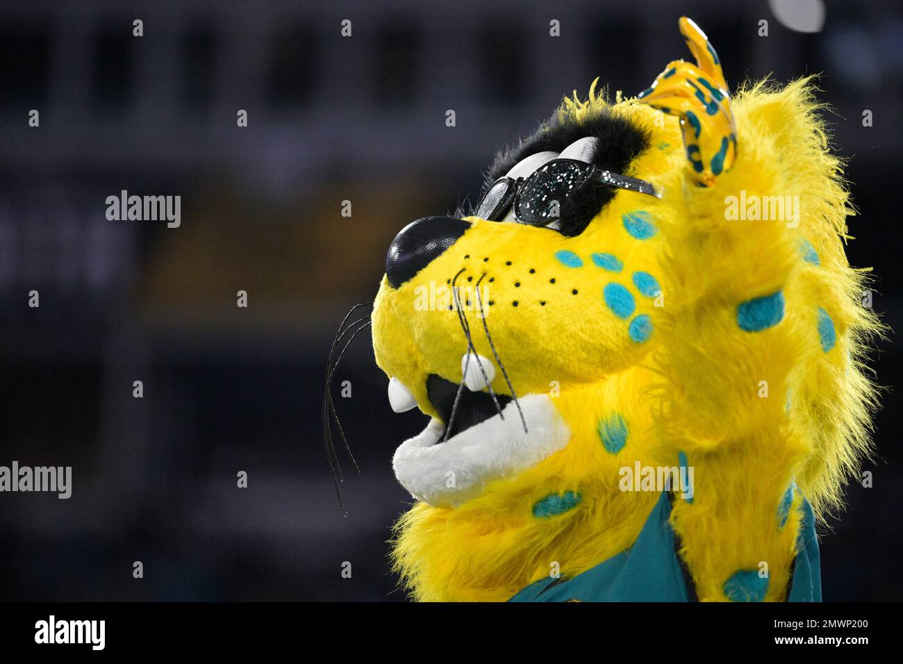 Jacksonville Jaguars mascot Jaxson de Ville performs in the end zone