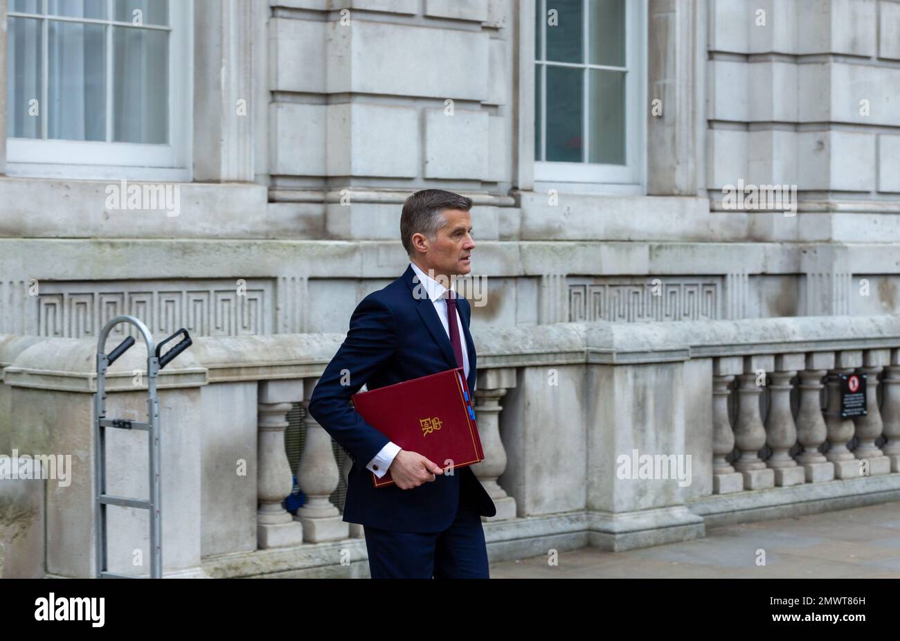 London uk Jan 2023 Secretary of State for Transport MARK HARPER verlässt Kabinettsbüro 70 whitehall Affter Cabient Meeting Stockfoto