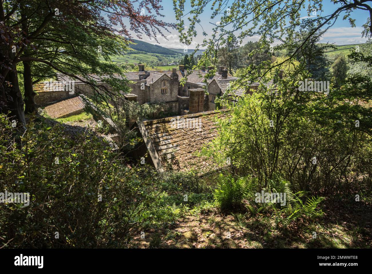 Parcevall Hall -- auch bekannt als Parceval Hall -- und seine Gärten befinden sich in Skyreholme in der Nähe von Appletreewick Village, Wharfedale, North Yorkshire Stockfoto
