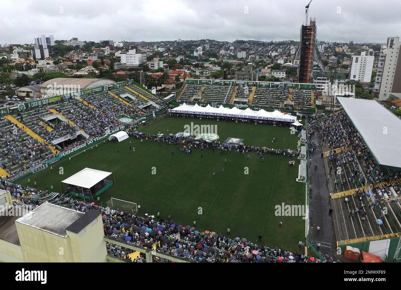 Chapecoense soccer fans attend a memorial for team members who died in