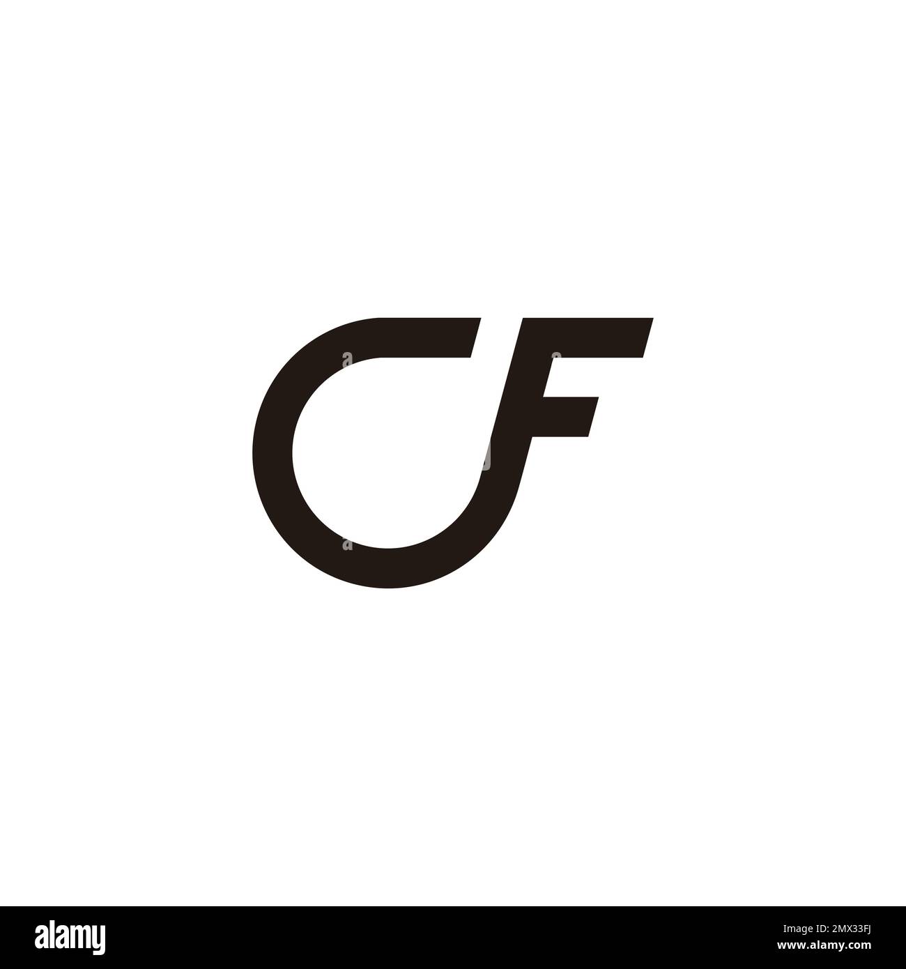 Logovektor mit geometrischen Linien im Buchstaben cf-Schleife Stock Vektor