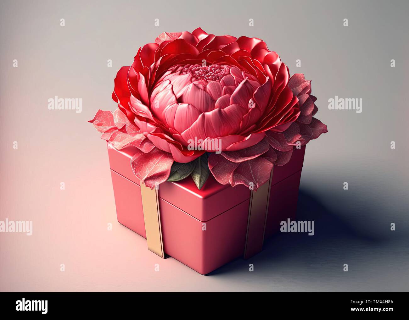 geschenkbox zum valentinstag, für Hochzeit, weihnachten, Geburtstag  Blumenblumen romantisches Geschenk Grußkarte Tapete Hintergrund, AI  generiert Stockfotografie - Alamy