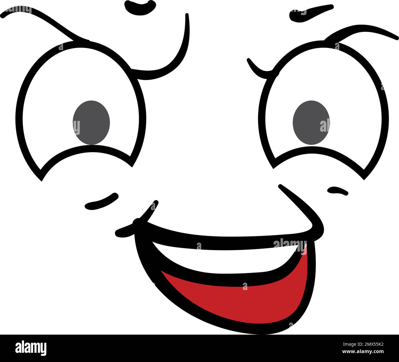 Böse Grinsen-Emoji. Komischer Gesichtsausdruck Stock Vektor