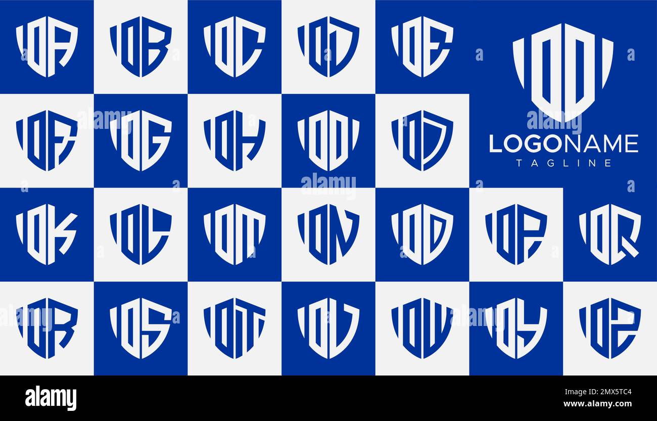 Set mit Logo-Vektoren mit dem Buchstaben „Shield I“. Einfacher Vorlagensatz für Security i-Logo. Stock Vektor