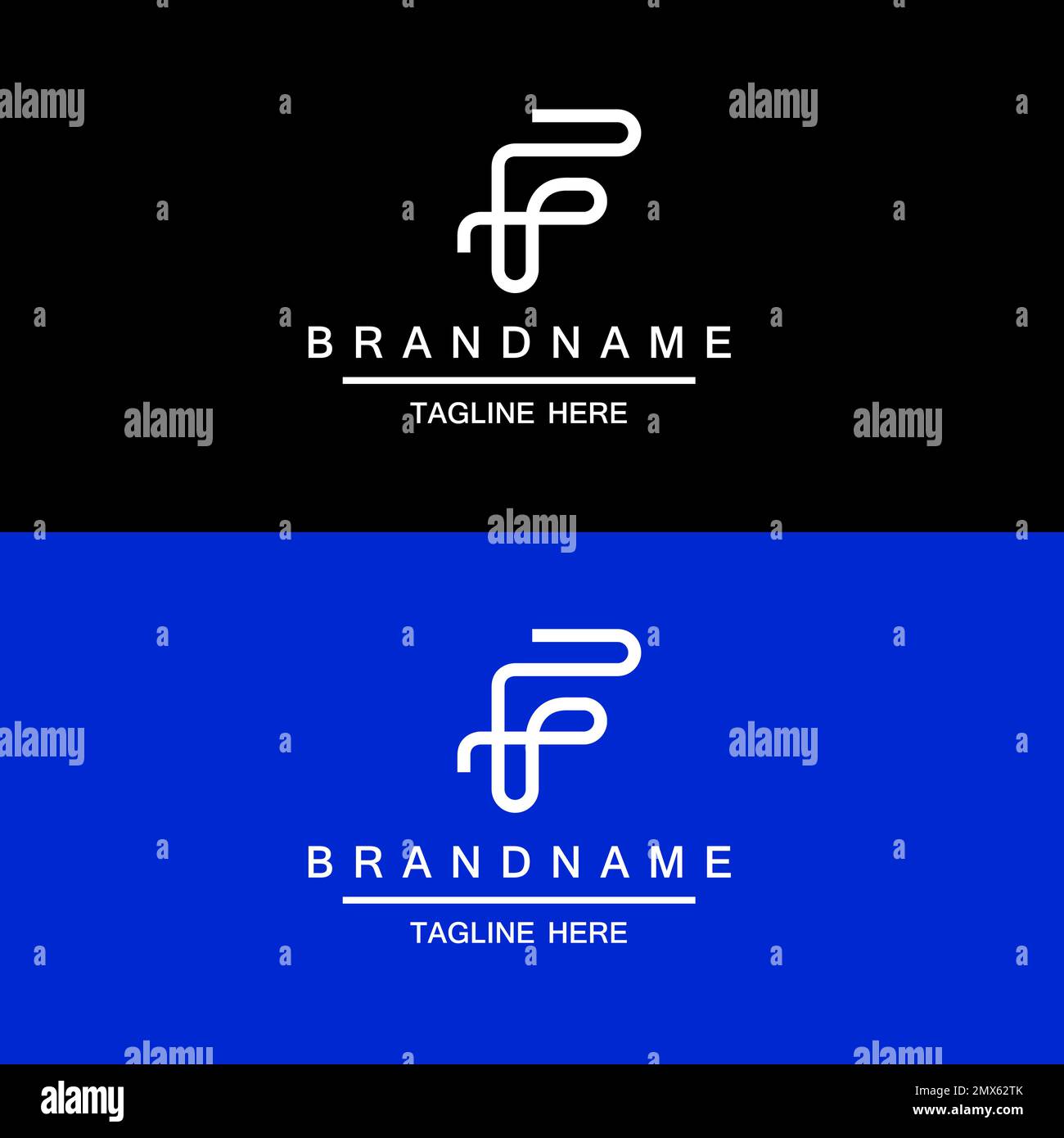 Creative Minimum FP PF Letter Business Logo anfänglich basierend auf Monogramm-Symbolvektor. Stock Vektor