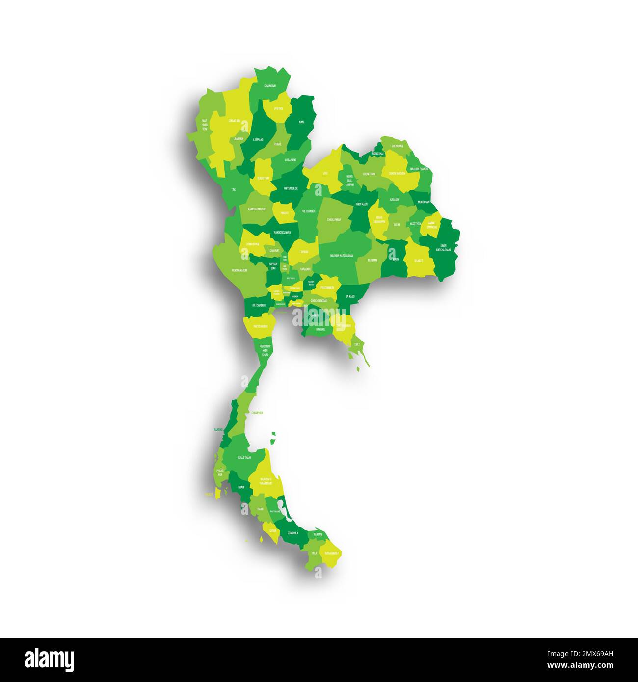 Thailändische politische Karte der Verwaltungsabteilungen Stock Vektor