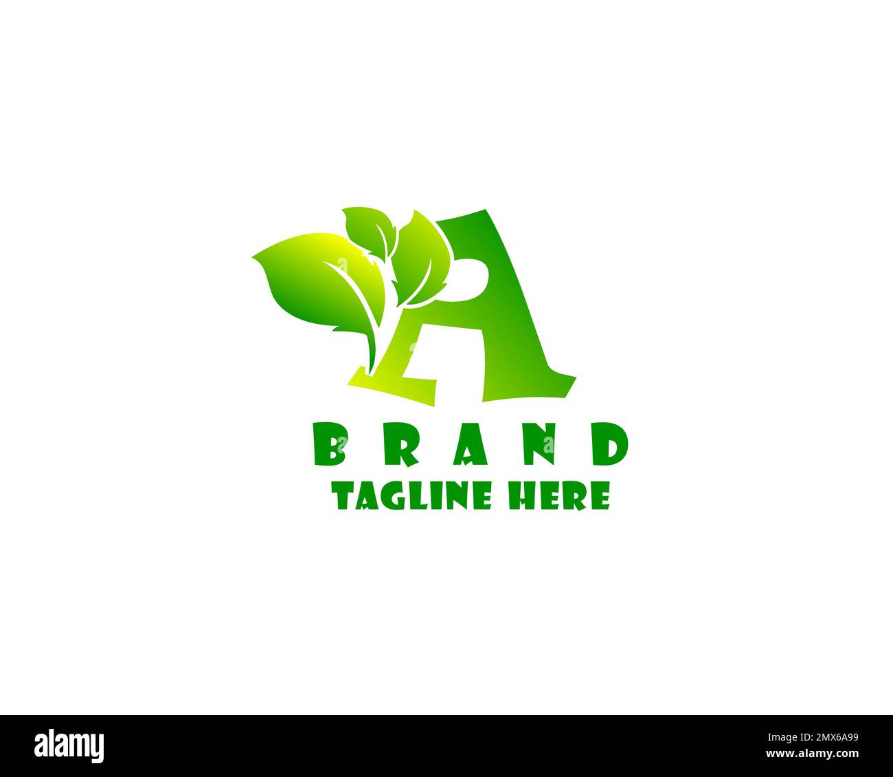 Anfangsbuchstabe A mit grünem Farbblatt-Logo für den Betrieb Stock Vektor